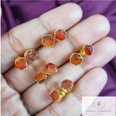 Raw Carnelian Gemstone Earrings, Carnelian Stud Earrings, Carnelian Jewelry, Healing Crystal Gift, Gold Plated Earrings, Birthstone Studs